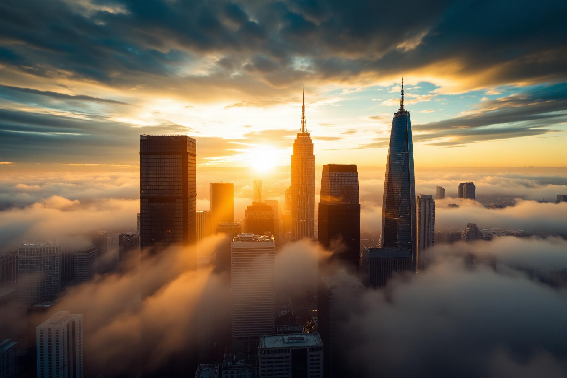 Global financial city skyline